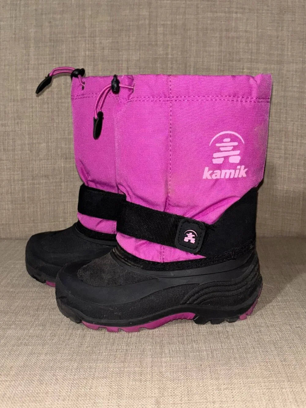 Kamik Rocket Kids Snow Boots Size 12 Pink Black Waterproof Insulated -40°F EUC